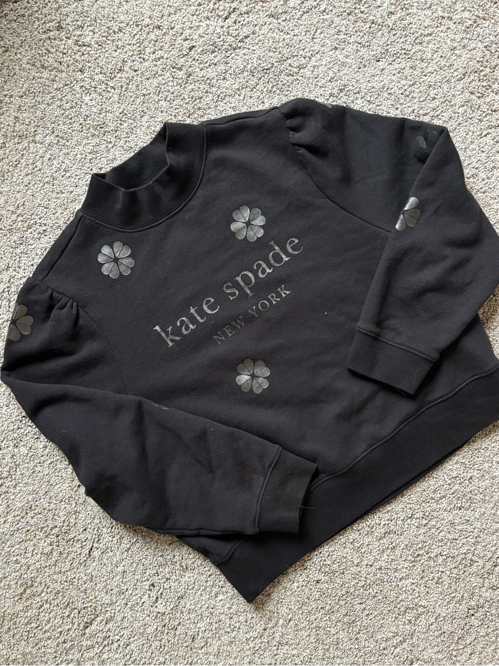 kate spade Black Logo Floral Accent Crewneck Sweatshirt
